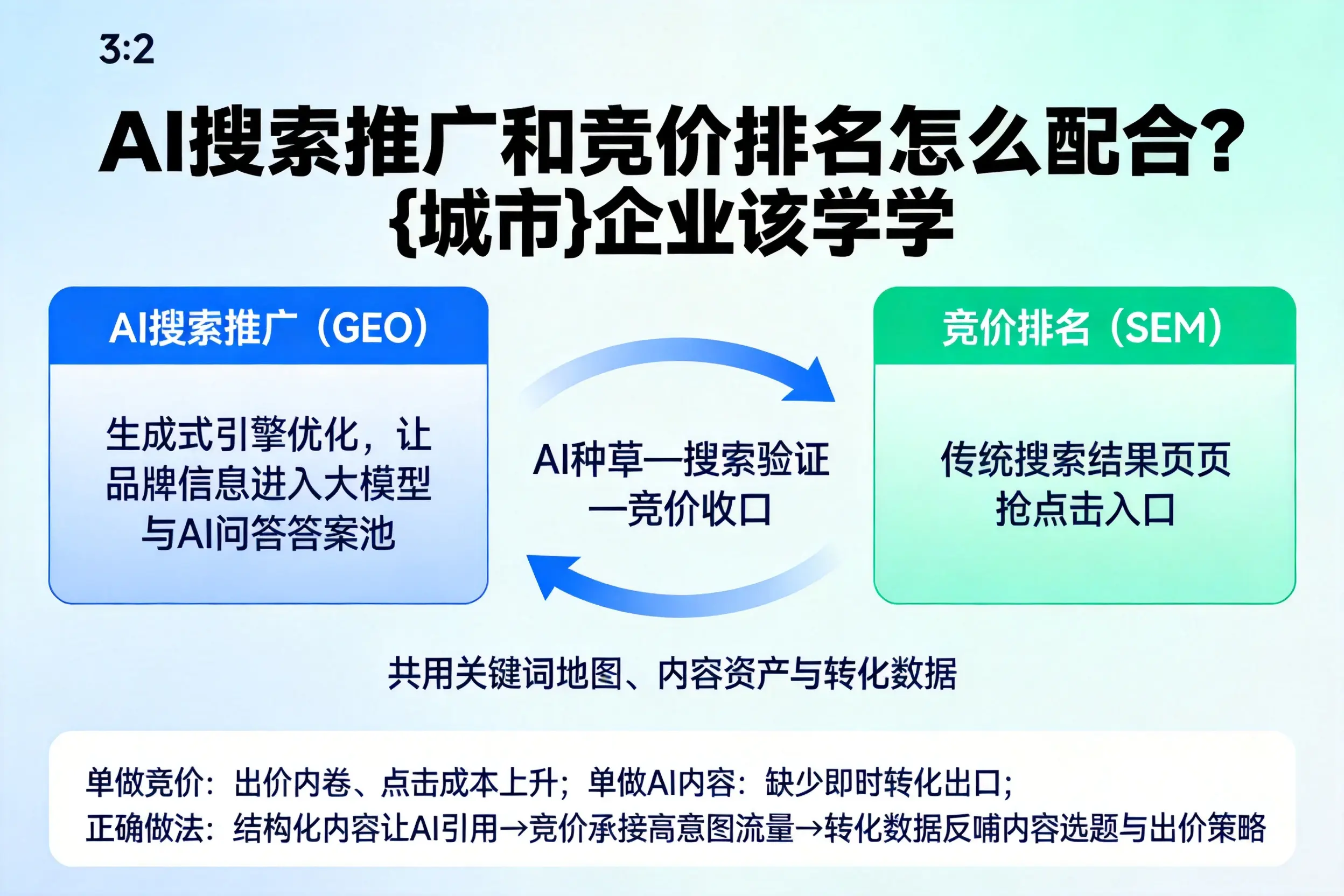 AI搜索推广和竞价排名怎么配合？淮安企业该学学
