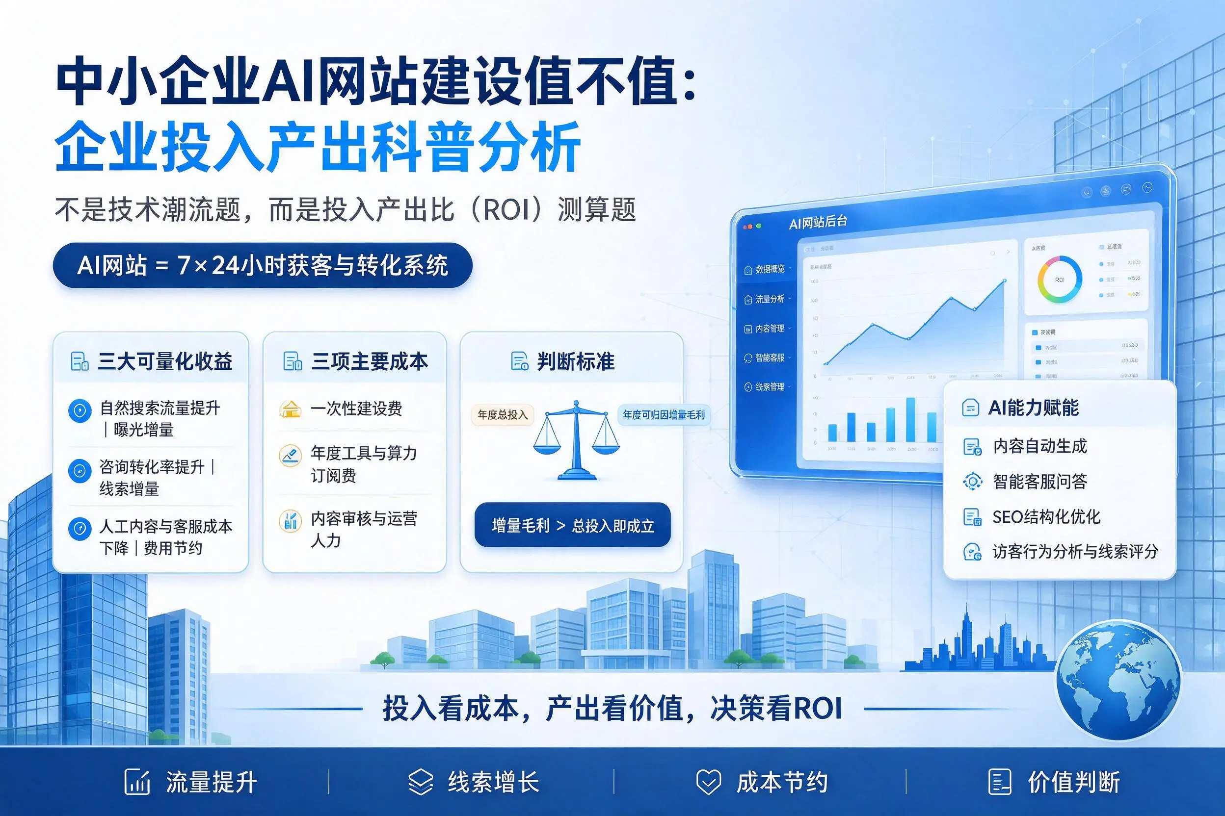 中小企业AI网站建设值不值:淮安企业投入产出科普分析