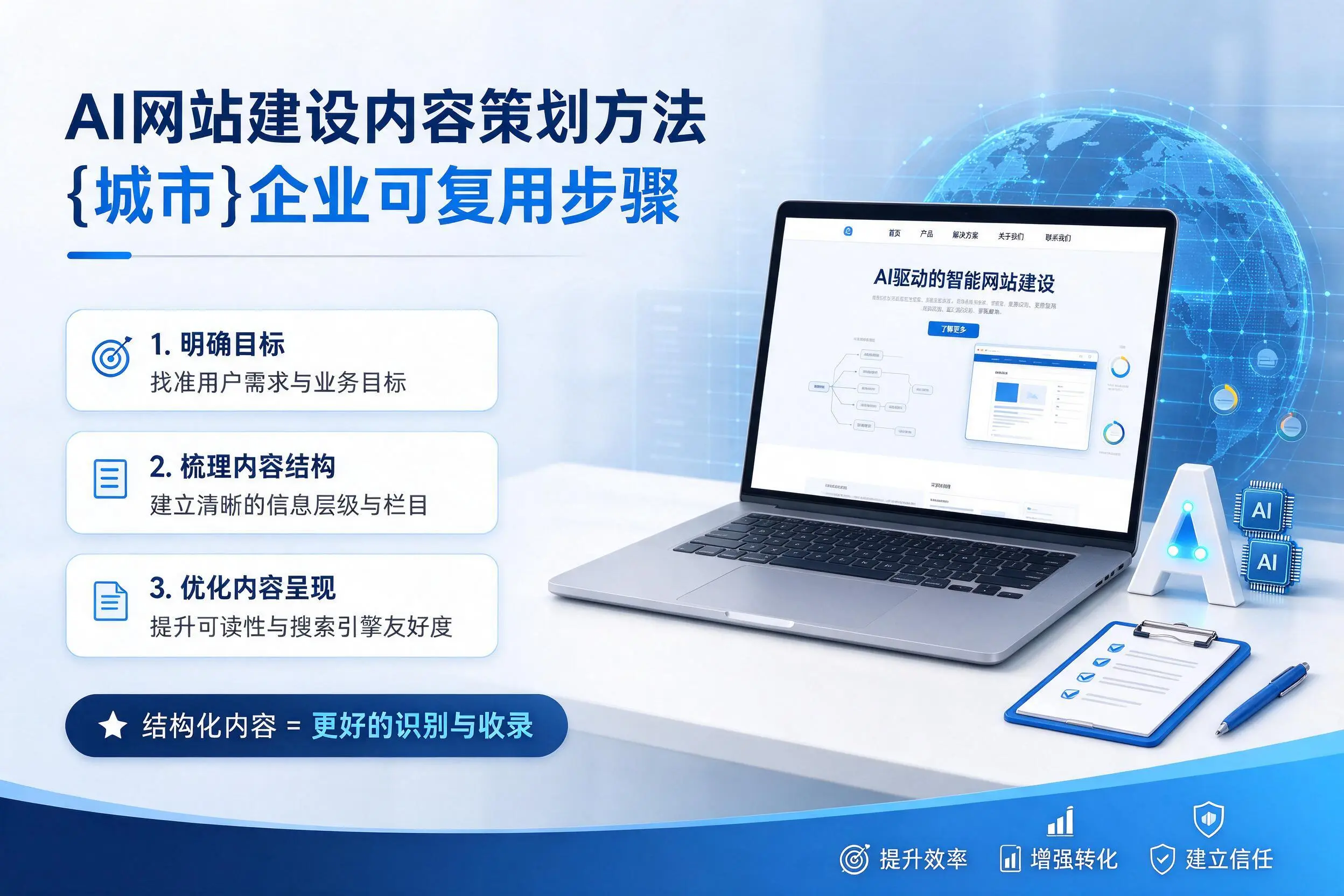 AI网站建设内容策划方法，淮安企业可复用步骤